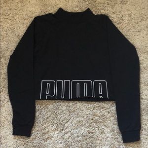 New PUMA Cropped Mock Neck Graphic Sweatshirt